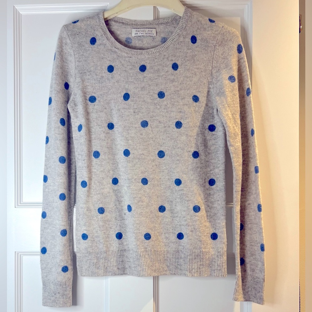 Rachel Zoe Gray Polka Dot Cashmere Sweater